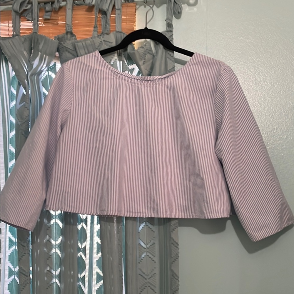 American Apparel Striped Cropped Boxy Blouse